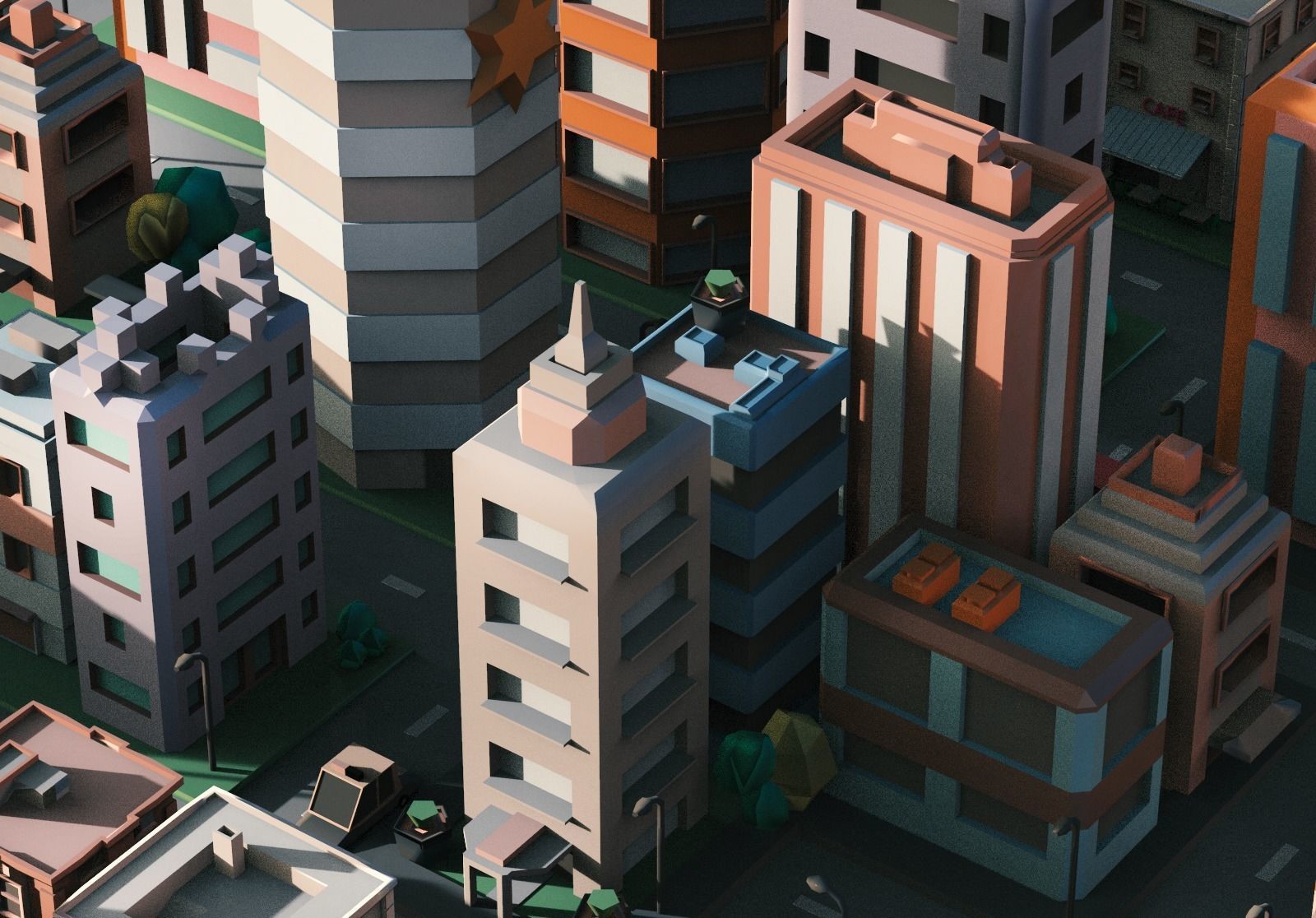 Simple City Town Low Poly Assets VR - AR - Game 3D model Low-poly 3D model_8