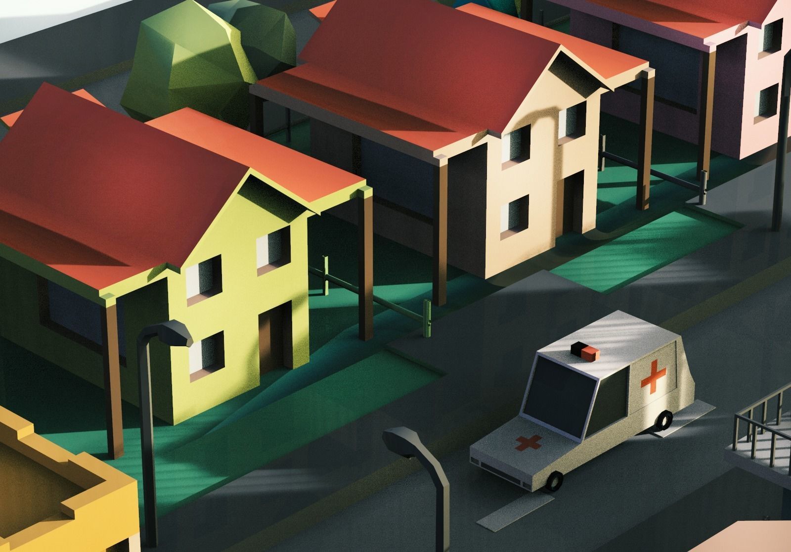 Simple City Town Low Poly Assets VR - AR - Game 3D model Low-poly 3D model_7