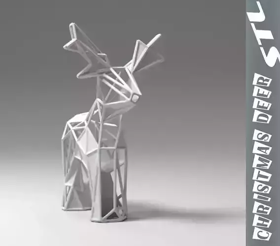 Reindeer stl deer with antlers 3D print model
