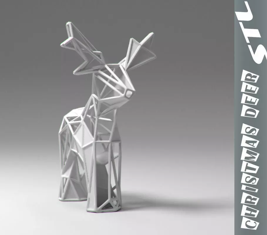 Reindeer stl deer with antlers 3D print model_0
