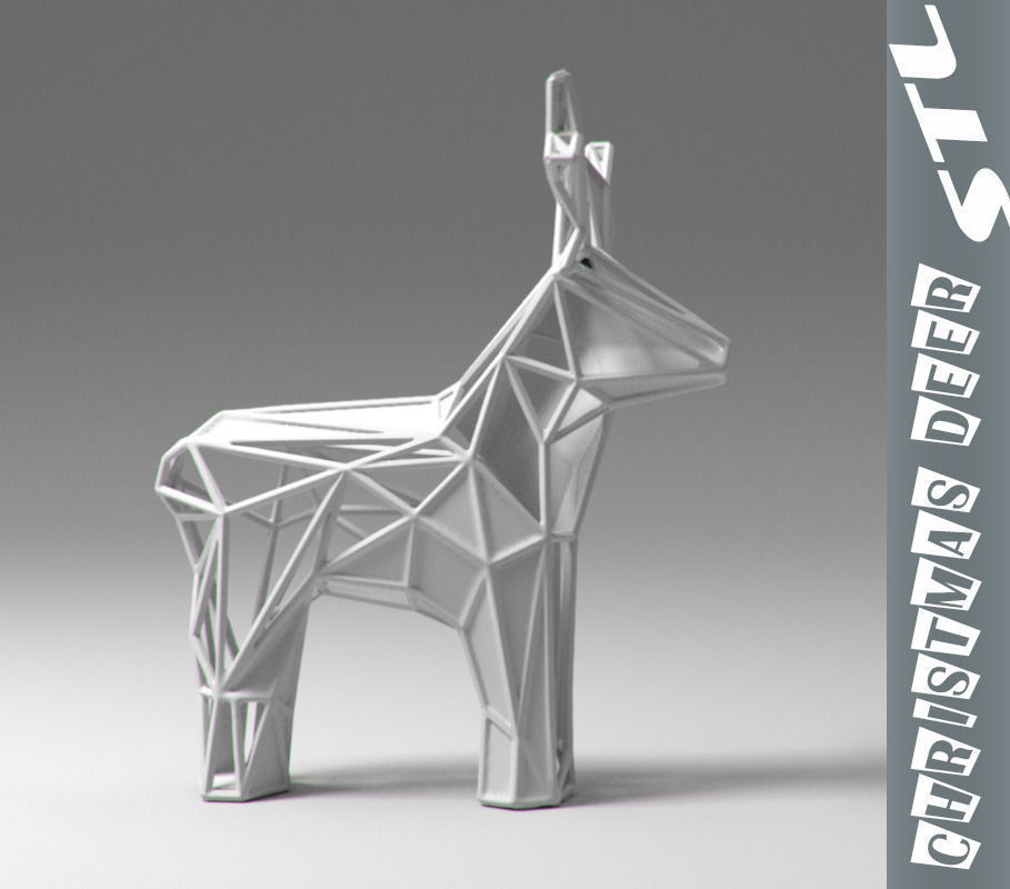 Reindeer stl deer with antlers 3D print model_3