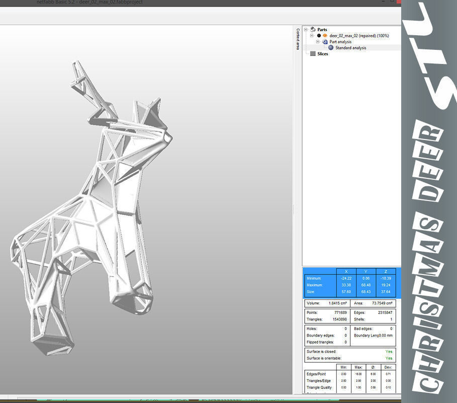 Reindeer stl deer with antlers 3D print model_4