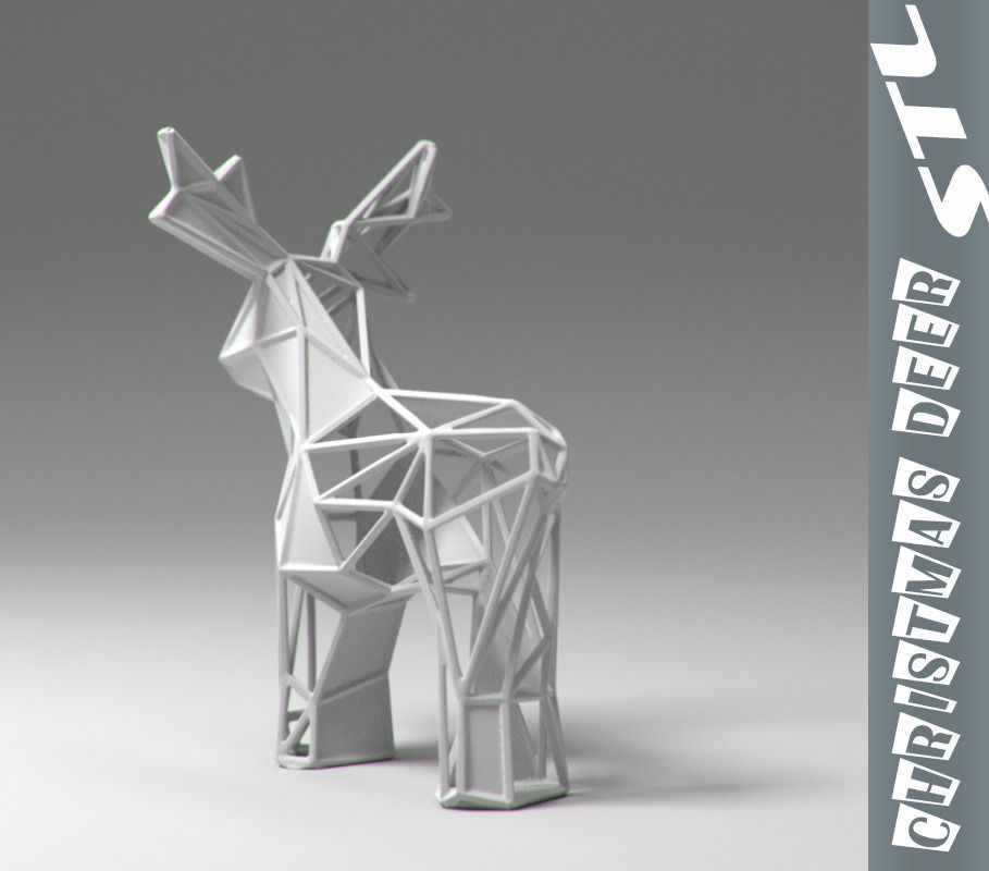 Reindeer stl deer with antlers 3D print model_1