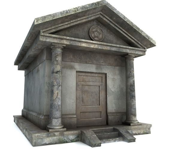 Mausoleum PBR stone tomb with columns Low-poly 3D model