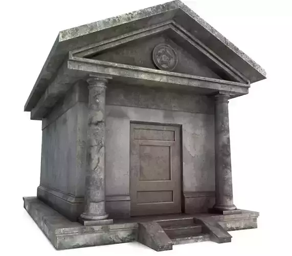Mausoleum PBR stone tomb with columns Low-poly 3D model