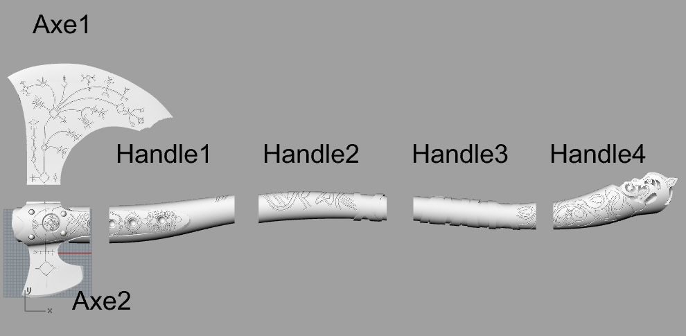 Leviathan Kratos Axe from God of War 3D print model_14