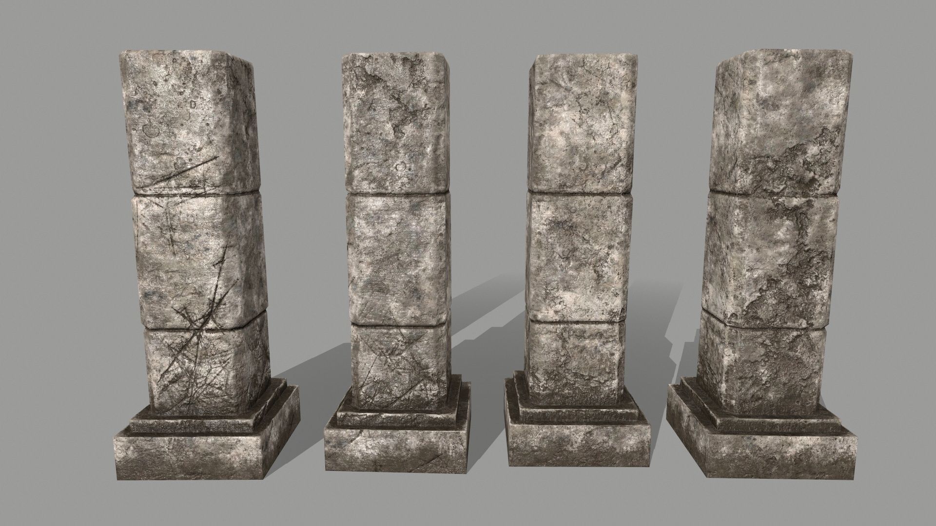 ruin set 2 stone wall with bricks Low-poly 3D model_20