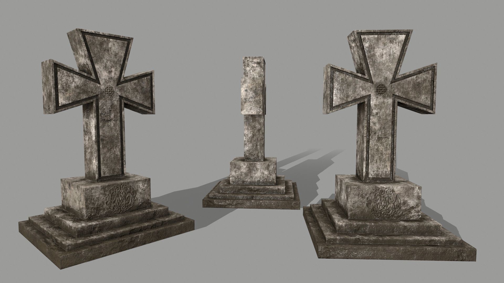 ruin set 2 stone wall with bricks Low-poly 3D model_5