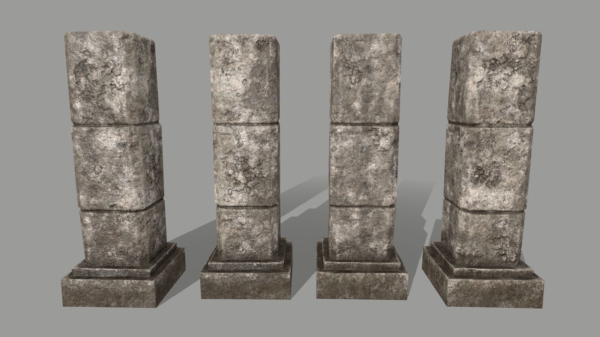 ruin set 2 stone wall with bricks Low-poly 3D model_19