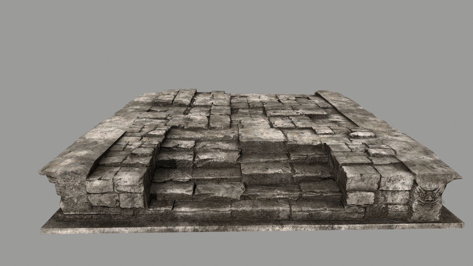 ruin set 2 stone wall with bricks Low-poly 3D model_1