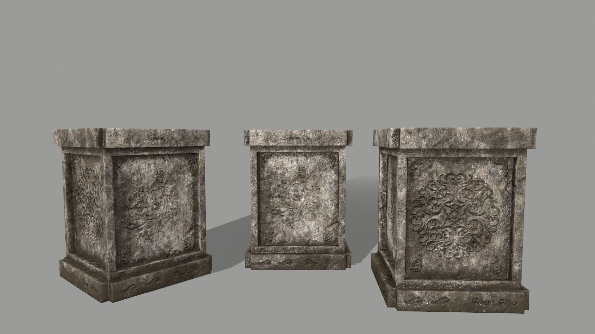 ruin set 2 stone wall with bricks Low-poly 3D model_10