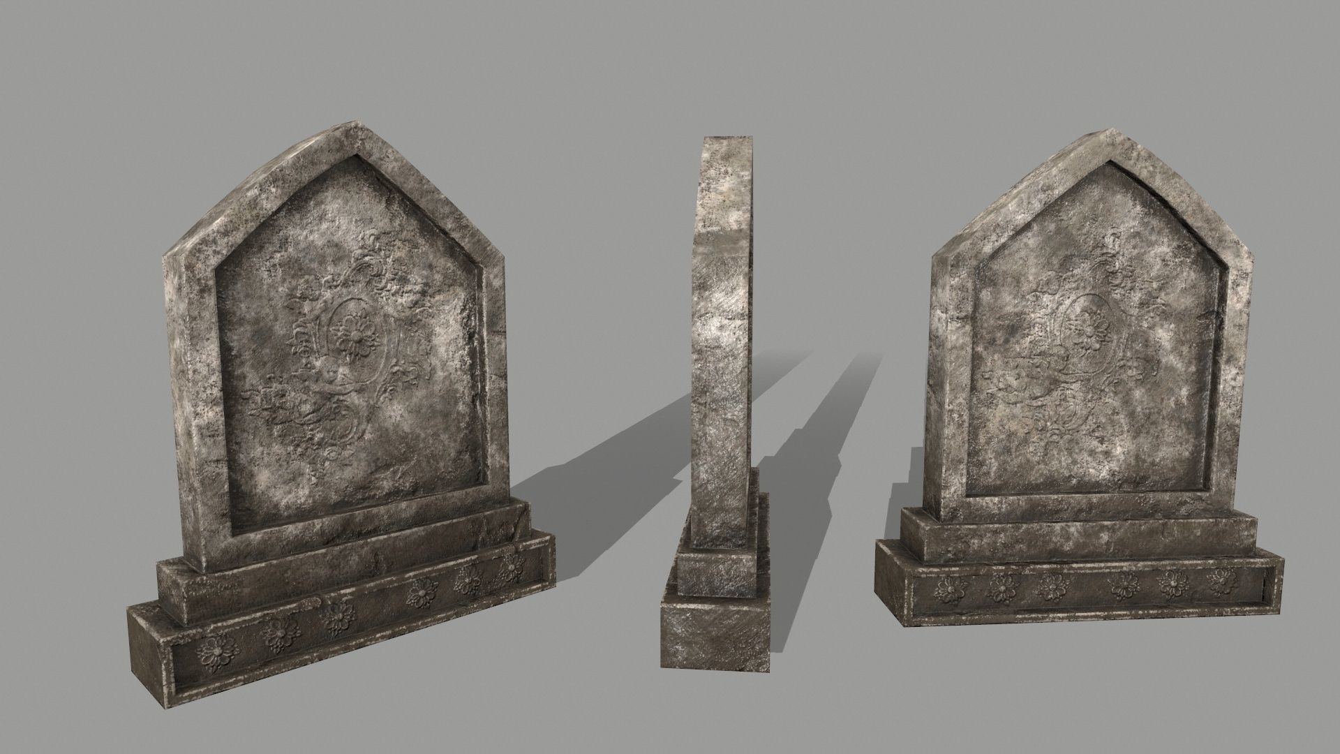 ruin set 2 stone wall with bricks Low-poly 3D model_4