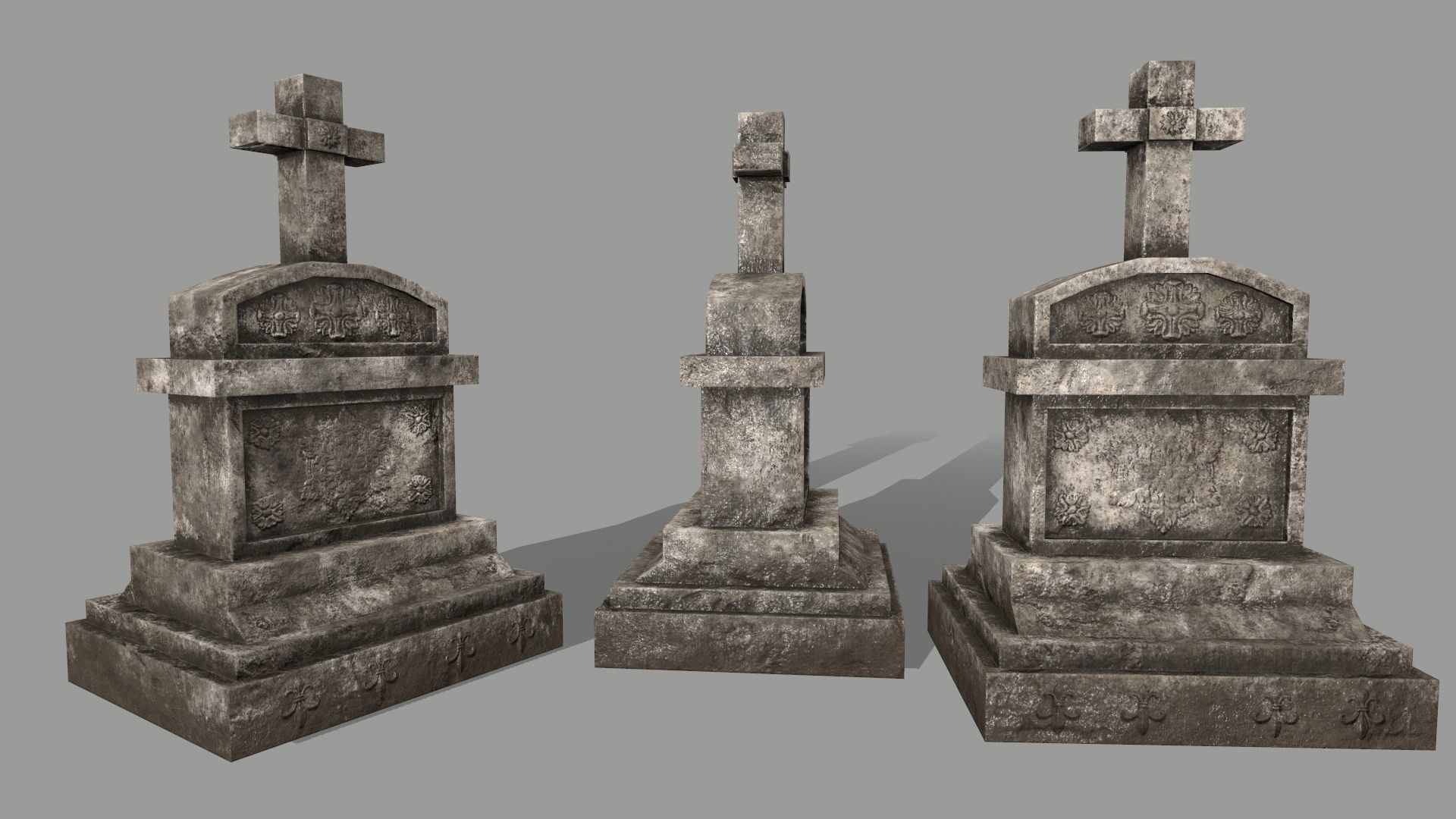 ruin set 2 stone wall with bricks Low-poly 3D model_2