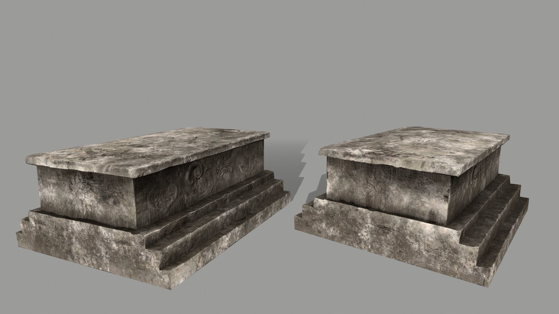 ruin set 2 stone wall with bricks Low-poly 3D model_11