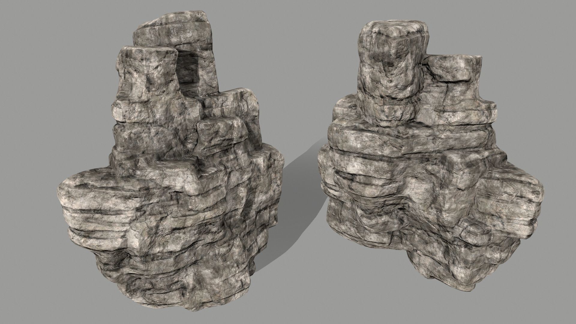 ruin set 2 stone wall with bricks Low-poly 3D model_23