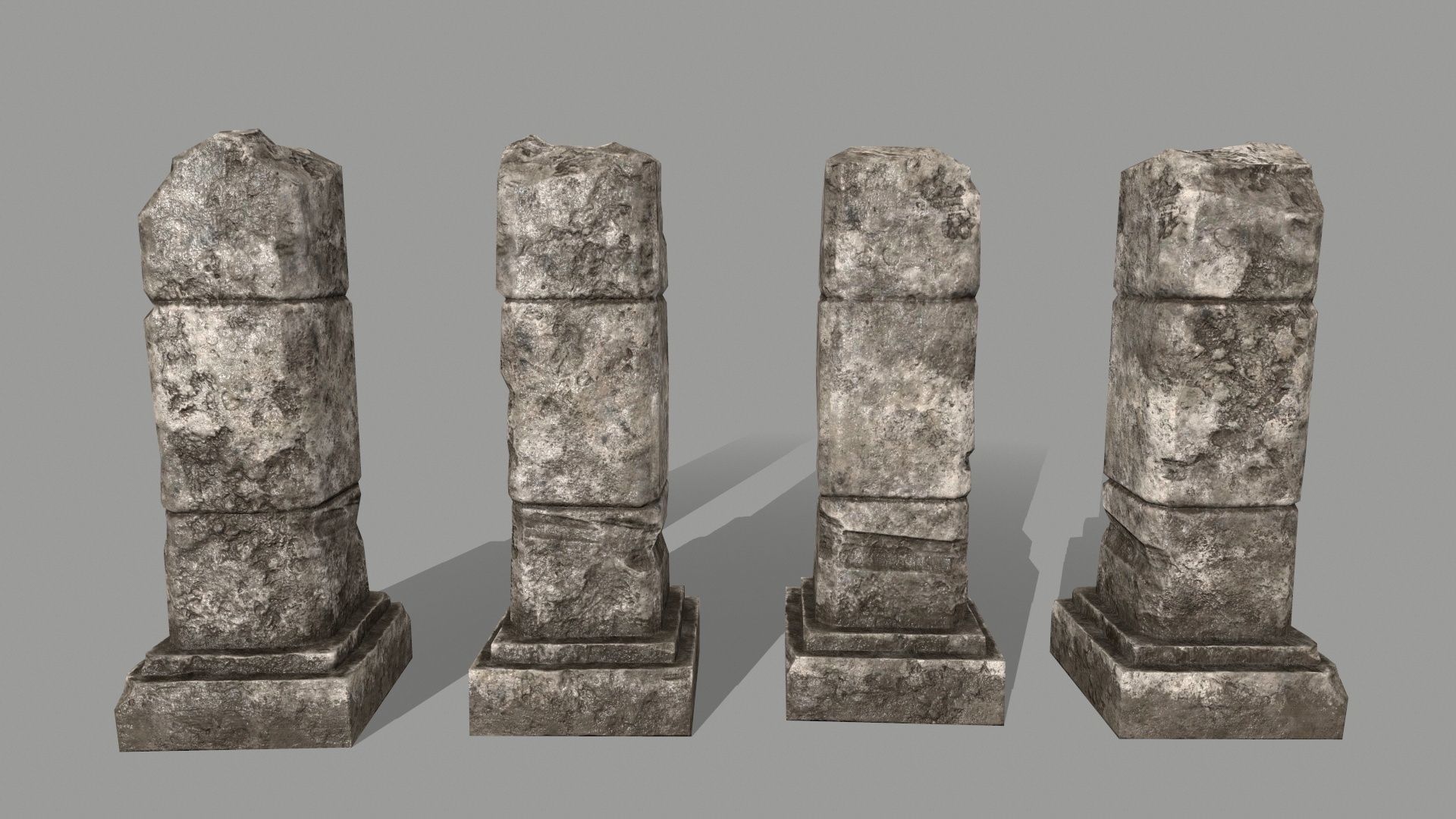 ruin set 2 stone wall with bricks Low-poly 3D model_22