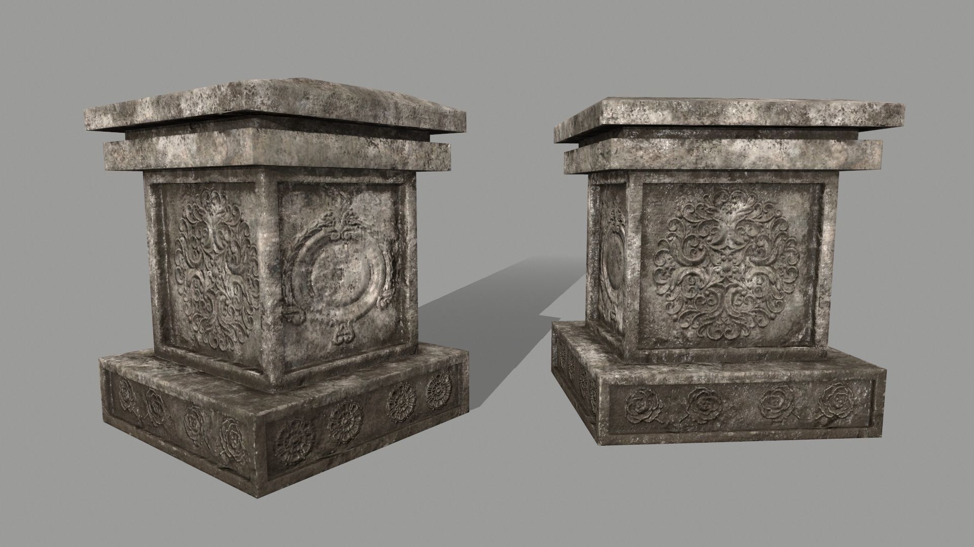 ruin set 2 stone wall with bricks Low-poly 3D model_9