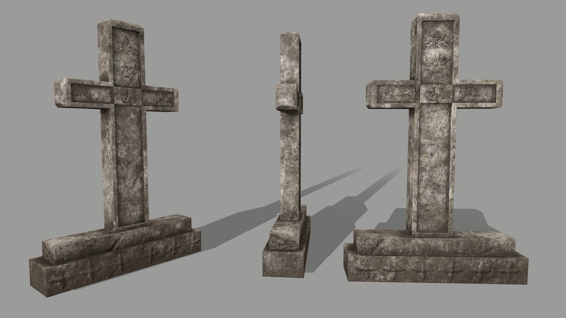 ruin set 2 stone wall with bricks Low-poly 3D model_3