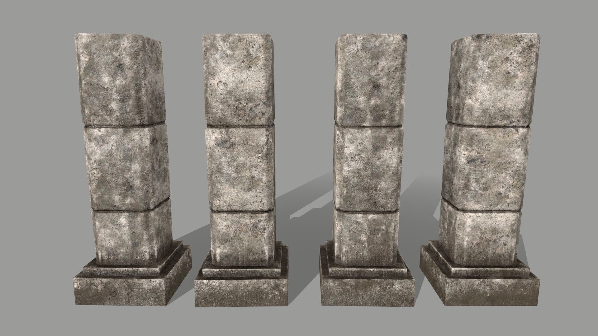 ruin set 2 stone wall with bricks Low-poly 3D model_18