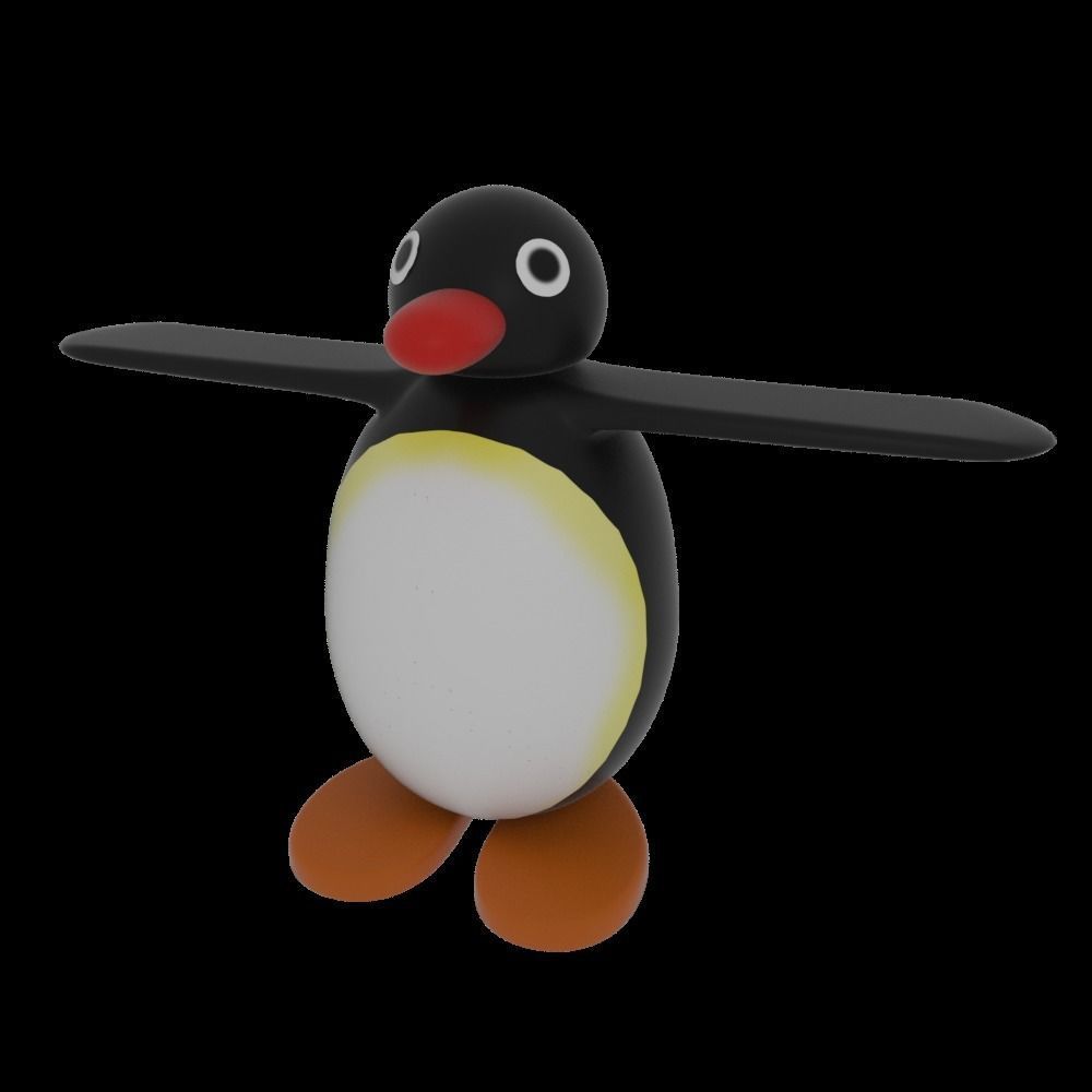 Pingu penguin figurine waving 3D model_1