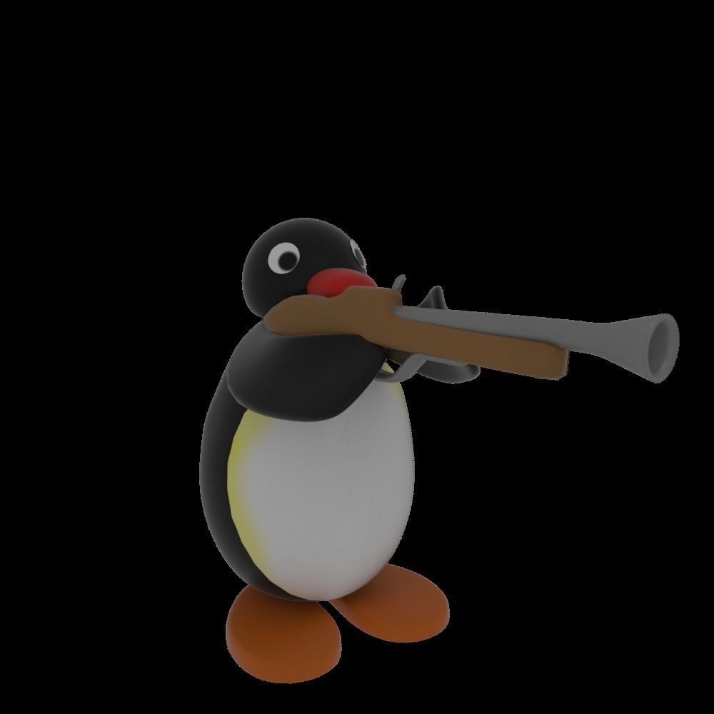 Pingu penguin figurine waving 3D model_2