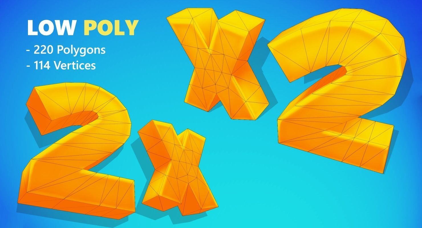 2X Game Collectable Low-poly 3D model_2