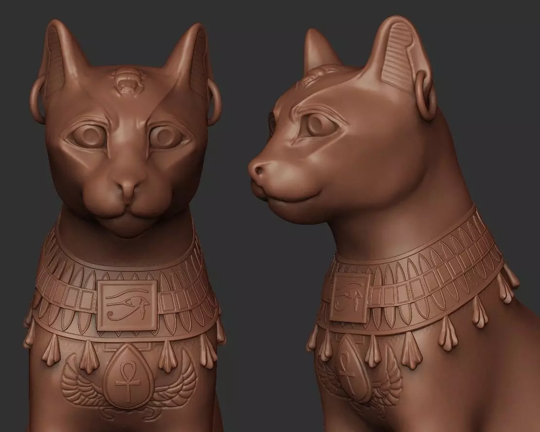 Egyptian Cat Statue Highpoly 3D model_0