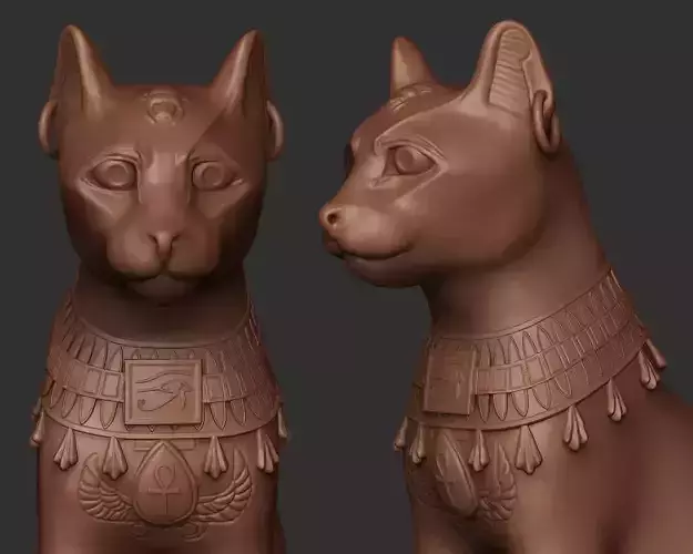 Egyptian Cat Statue Highpoly