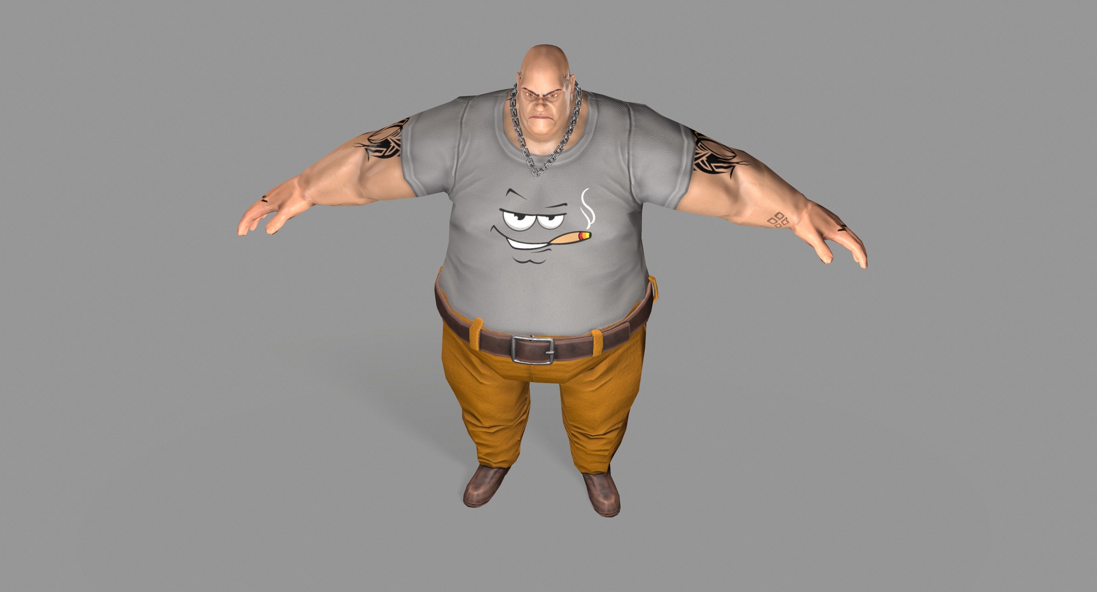 Gangster Man  Low-poly 3D model_9