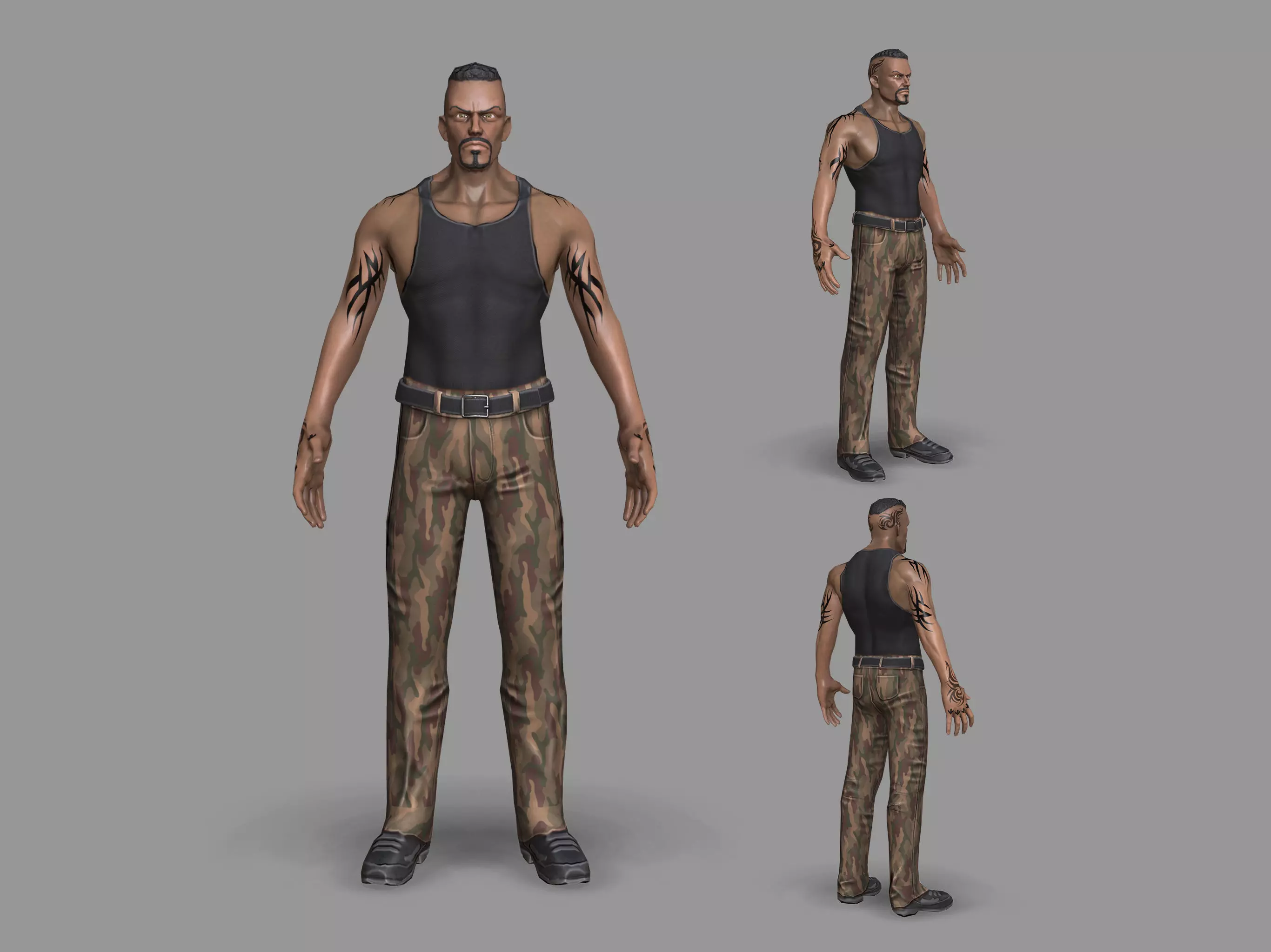 Gangster soldier Low-poly 3D model