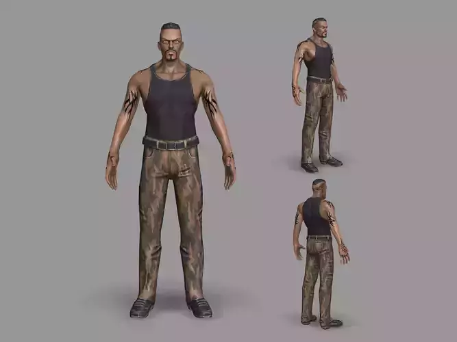 Gangster soldier Low-poly 3D model