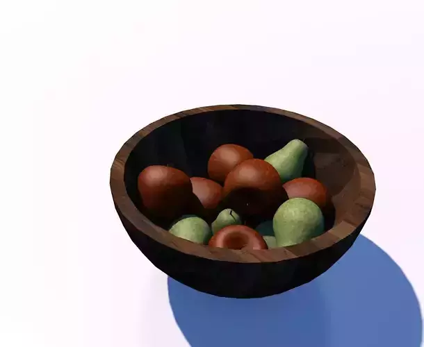 2 colors fruit bowl with pear and apple 3D model