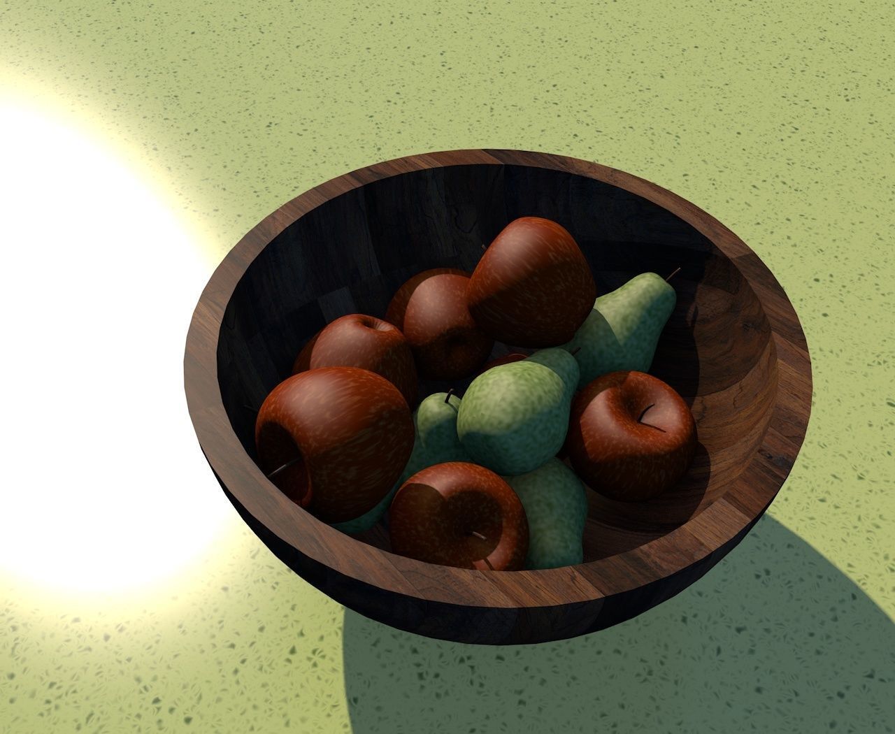 2 colors fruit bowl with pear and apple 3D model_2