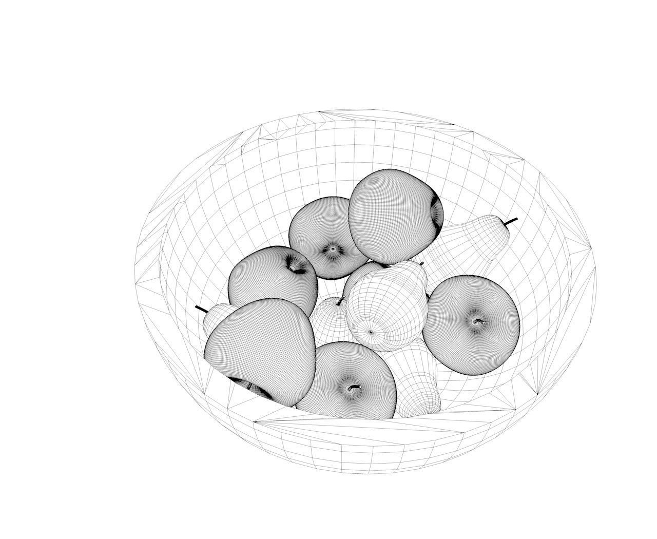 2 colors fruit bowl with pear and apple 3D model_3