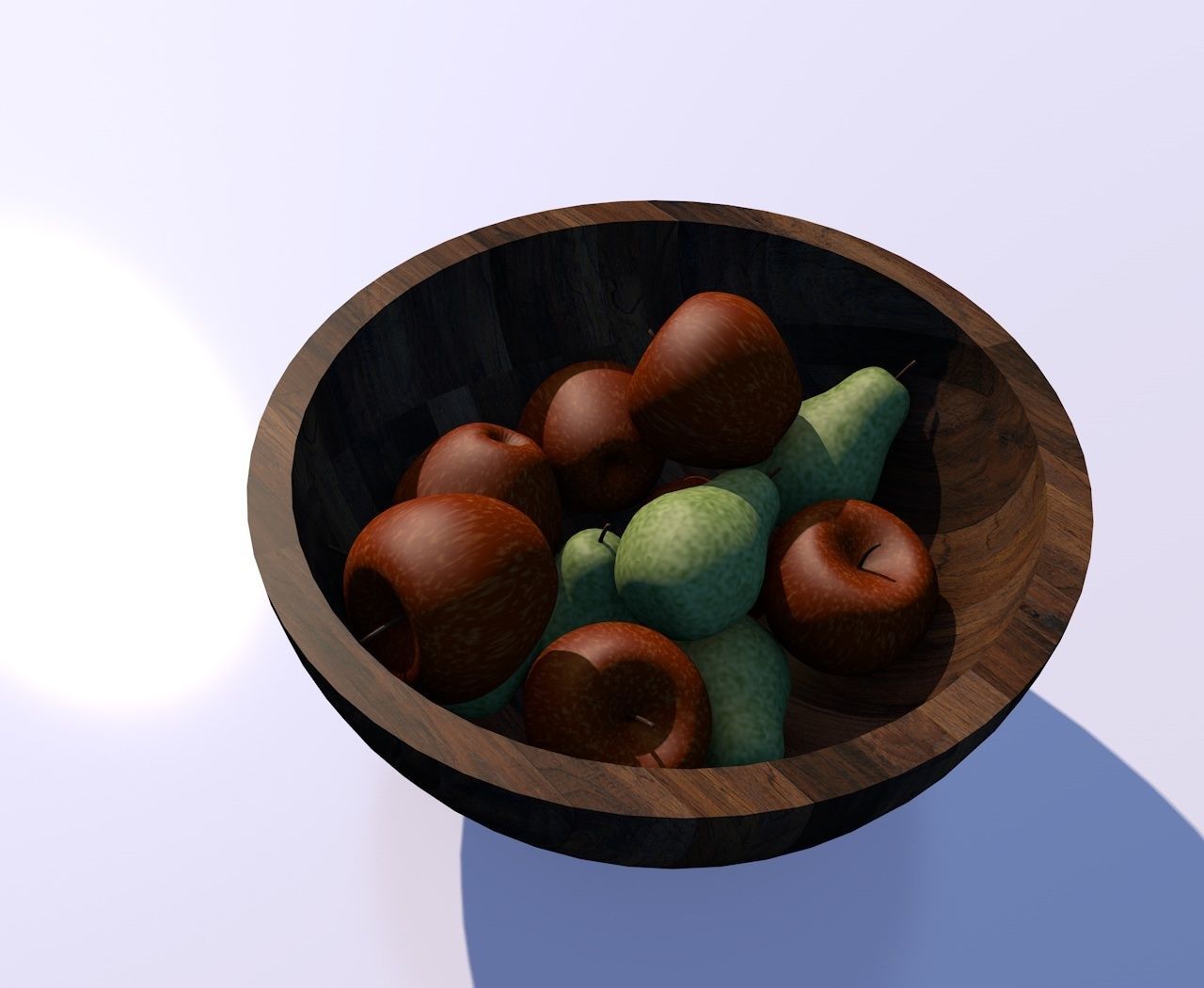 2 colors fruit bowl with pear and apple 3D model_1
