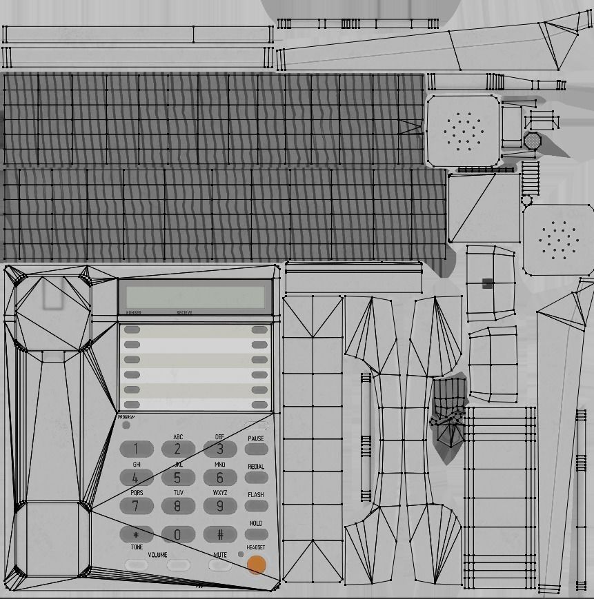 Office Phone Low-poly 3D model_12