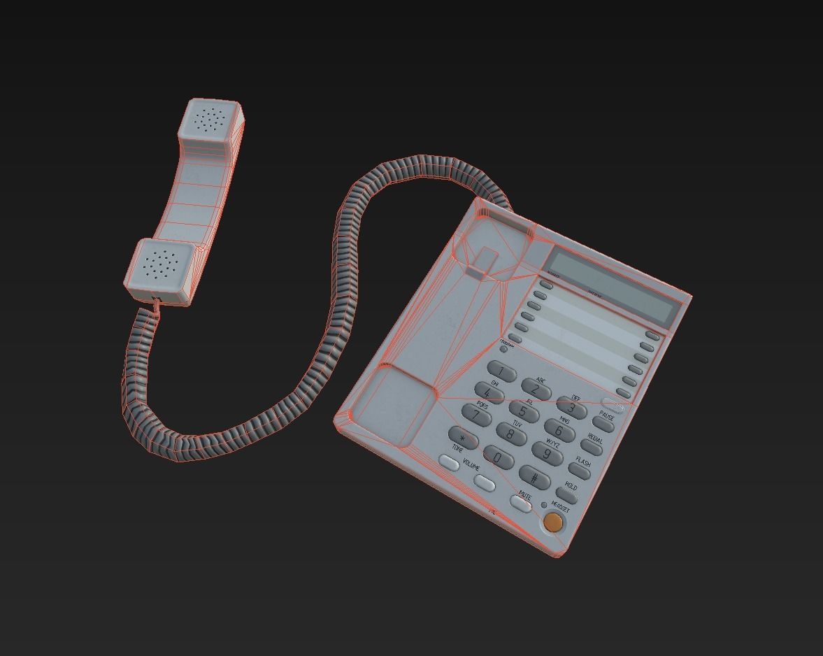 Office Phone Low-poly 3D model_11