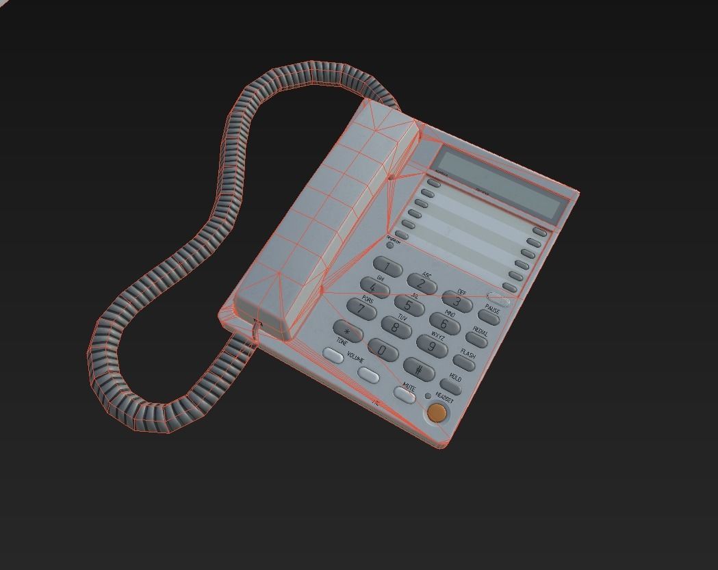 Office Phone Low-poly 3D model_10
