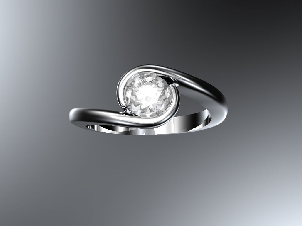 Solitaire engagement ring - half carat 3D print model_2