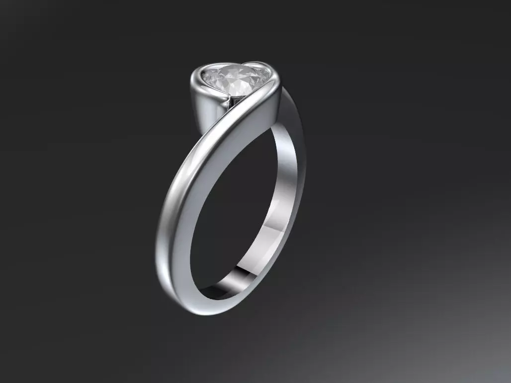 Solitaire engagement ring - half carat 3D print model_0