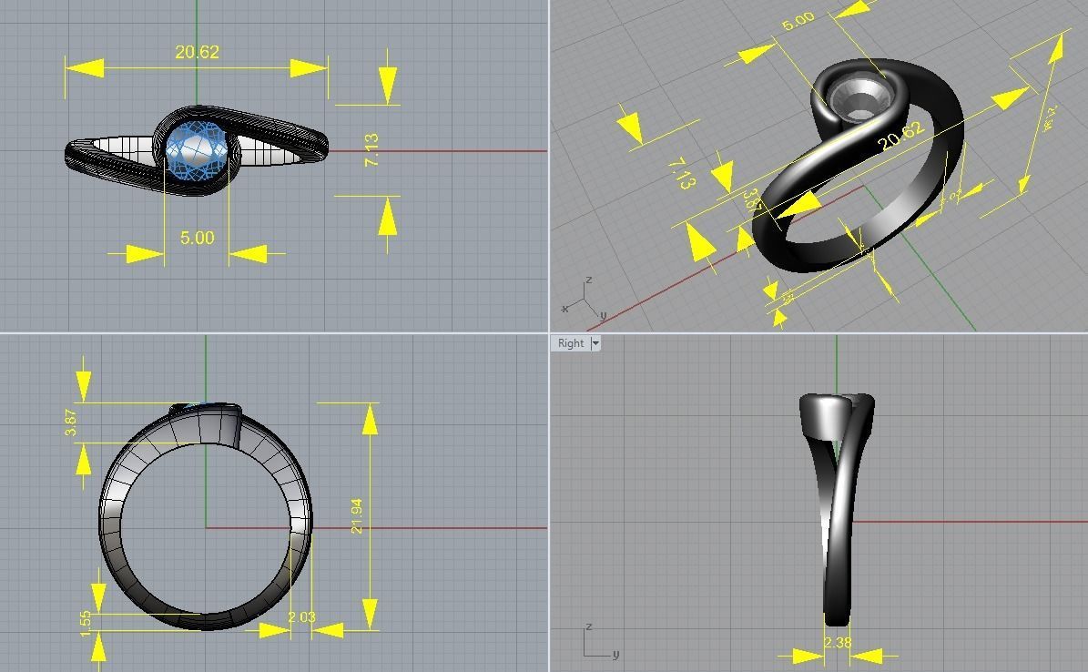 Solitaire engagement ring - half carat 3D print model_6