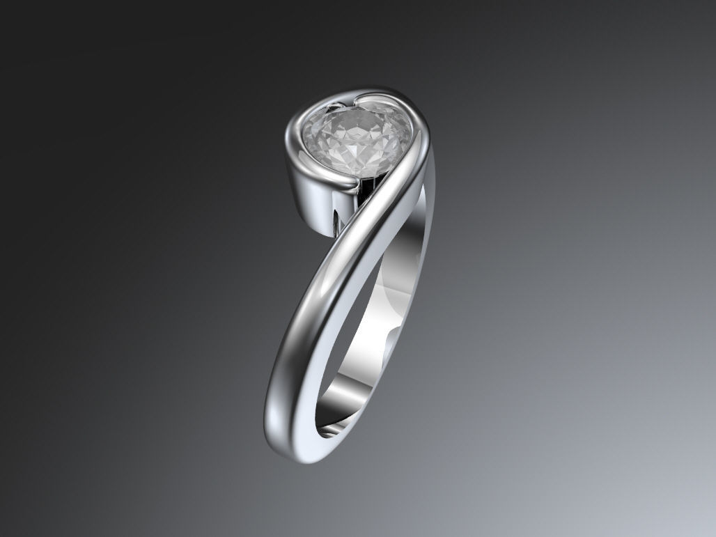 Solitaire engagement ring - half carat 3D print model_1