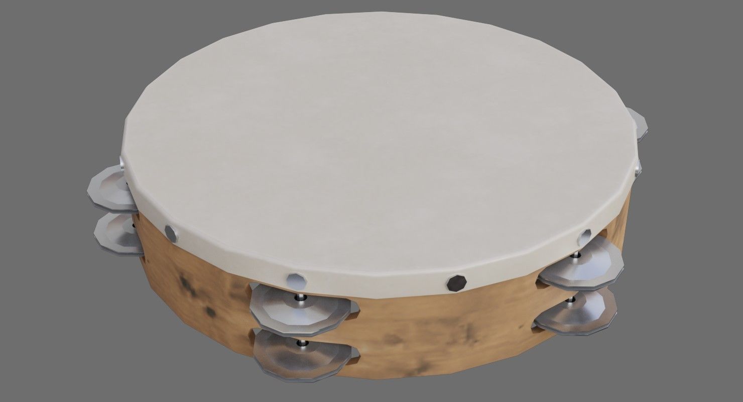 Tambourine 1A Low-poly 3D model_1