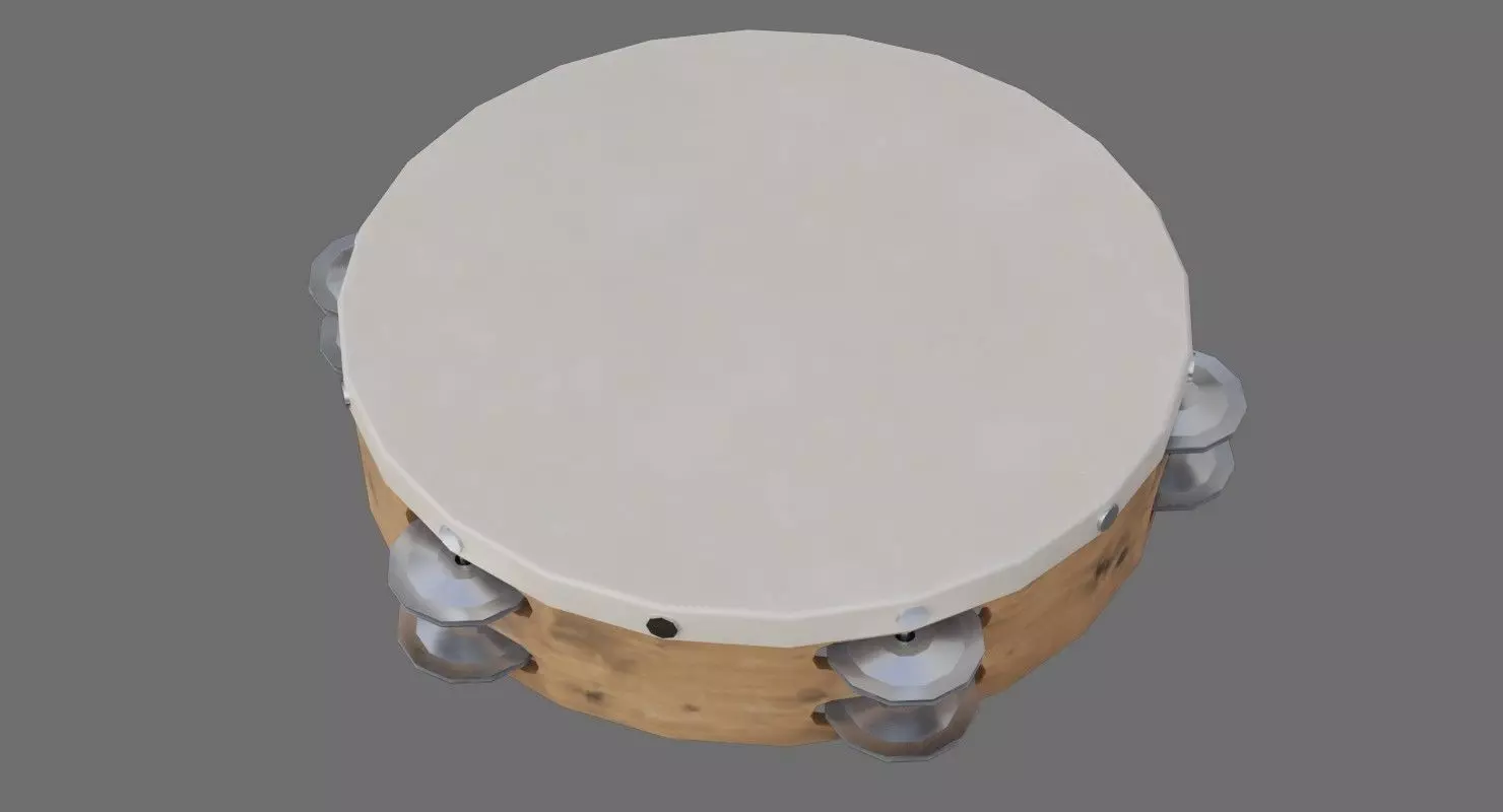 Tambourine 1A Low-poly 3D model_0