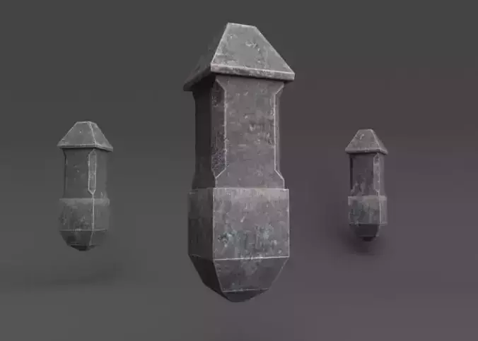 Obelisk three stone pillars Low-poly 3D model