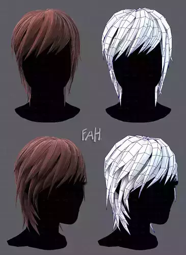 3D Hair style for Woman TypeB V01 Low-poly 3D model