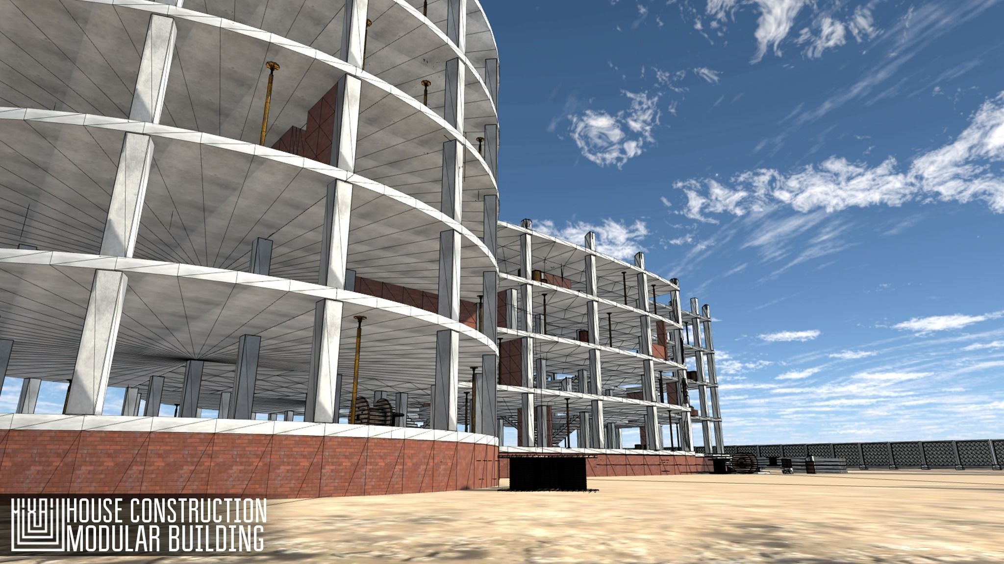 House construction - modular building Low-poly 3D model_8