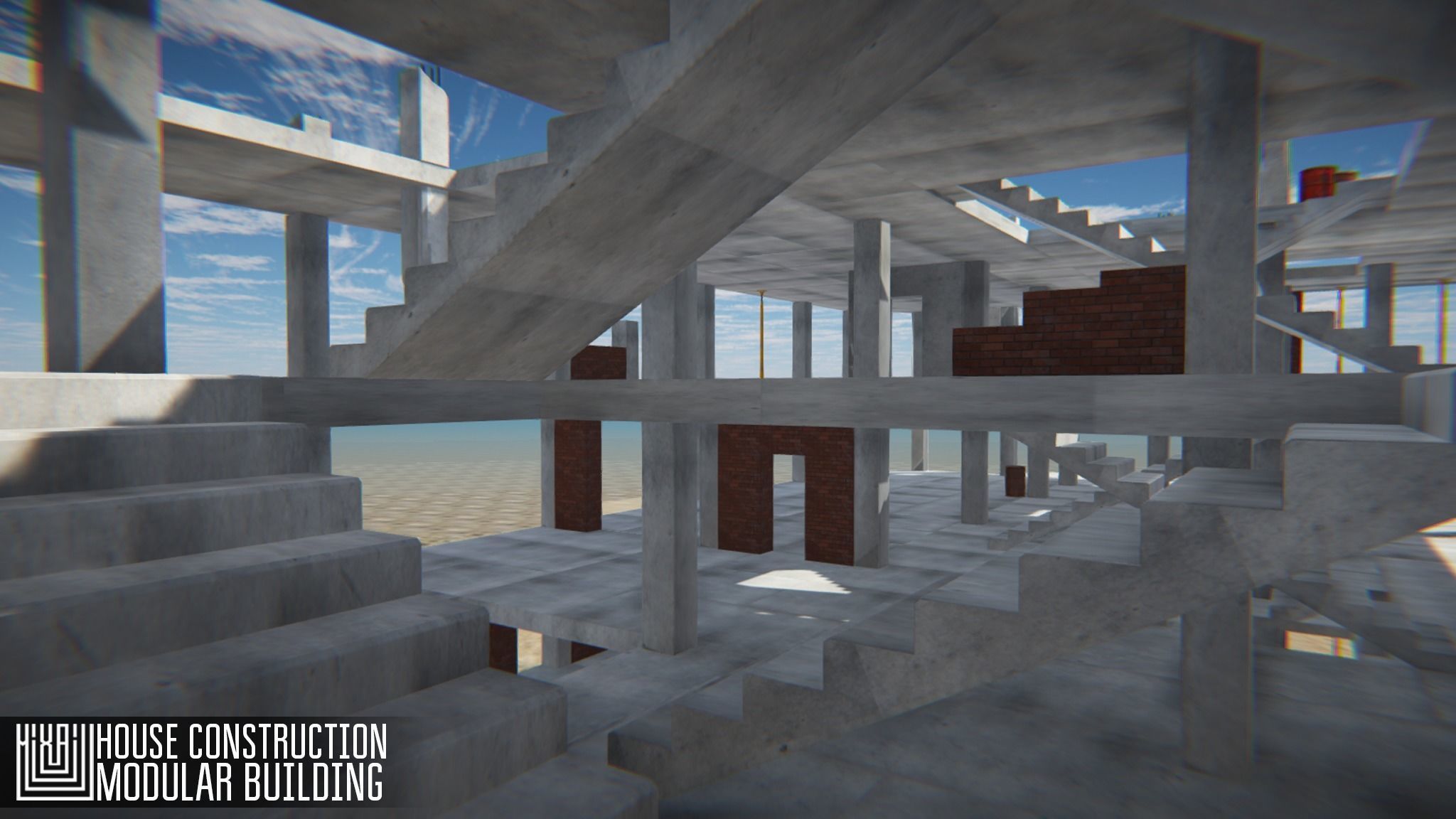 House construction - modular building Low-poly 3D model_2