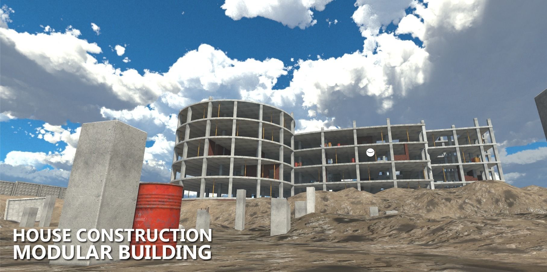 House construction - modular building Low-poly 3D model_12