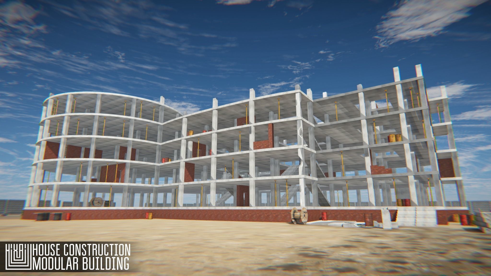 House construction - modular building Low-poly 3D model_6